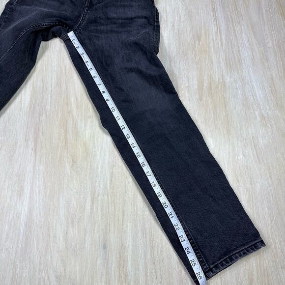 Zara Black Dark Wash Wide Leg High Rise Button Fly Denim Casual Trendy Jeans 0 - Picture 12 of 14